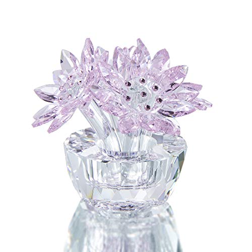 Product Cover H&D HYALINE & DORA Crystal Lotus Flower Figurine Glass Ornaments Home Table Decoration