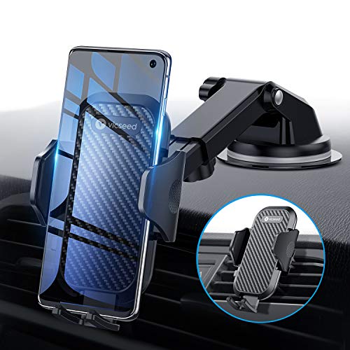 Product Cover Universal Car Phone Mount VICSEED Car Phone Holder for Car Dashboard Windshield Air Vent Long Arm Strong Suction Cell Phone Car Mount Fit with iPhone 11 Pro X XS Max XR Galaxy Note10 S10 & All Phones