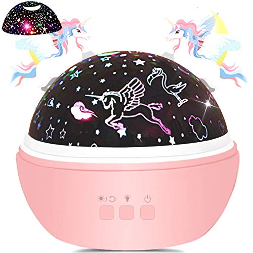 Product Cover Unicorn Gifts for Girls Star Night Light Projector Toys for Kids Toddlers, GILR Gifts for 1 2 3 4 Years Old, Baby Nursery Night Lamp 8 Colors Rotating Lights, Pink.
