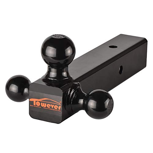 Product Cover Towever 84276 2.5 inches Shank Tri Ball Mount for Class V Trailer Hitch, Triple Ball Towing Mount for Heavy Pickup, Truck