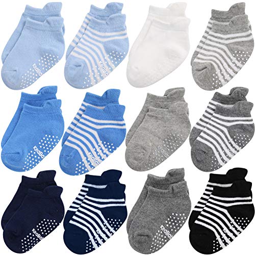 Product Cover Baby Non Slip Grip Toddler Socks - Ergonomic Anti Skid Sole Grips For Boys Girls Toddlers Kids Infant - 12-36 Months Soft & Breathable Cotton Socks Set For Baby Boy Kid (Blue Craft)