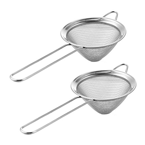 Product Cover Fine Mesh Sieve Strainer Pack of 2 Stainless Steel Cocktail Strainer Food Strainers Tea Strainer 3 inch by Homestia
