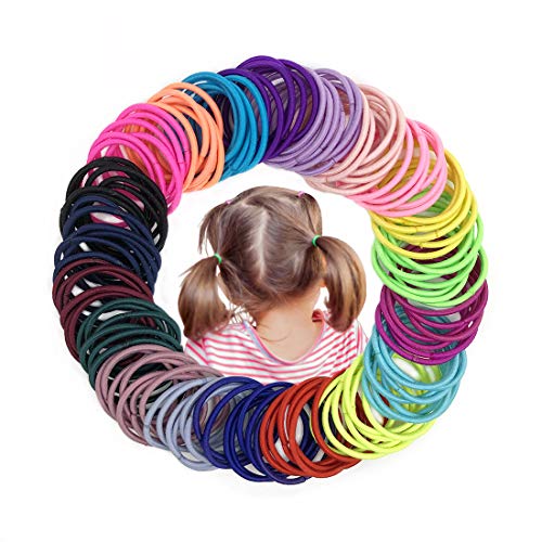 Product Cover Joyeah 200 Pieces Multicolor Baby Girls Hair Ties No Crease Hair Bands Ponytail Holder for Baby Girls Infants Toddlers (Diameter 2.5 cm)