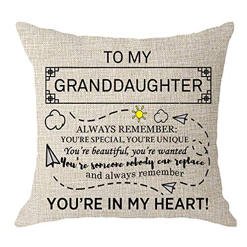 Product Cover NIDITW Granddaughter Birthday Gift Always Remember You are Special Unique Cream Burlap Throw Pillow Case Cushion Cover Sofa Bedroom Decorative Square 18x18 Inches