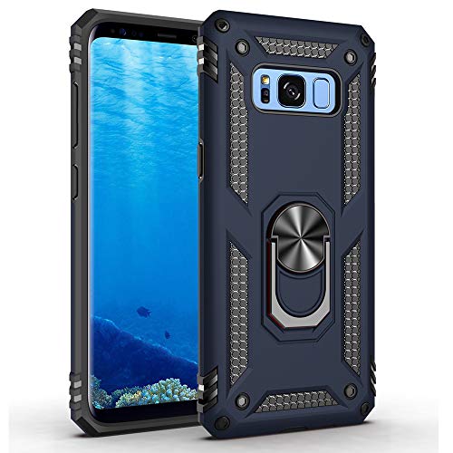 Product Cover Military Grade Drop Impact for Samsung Galaxy S8 Plus Case(Galaxy S8+) 360 Metal Rotating Ring Kickstand Holder Built-in Magnetic Car Mount Armor Shockproof Cover for Galaxy S8+ Phone Case (Blue)