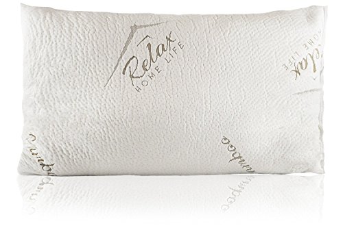 Product Cover Memory Foam Pillow For Sleeping - USA MADE - (Queen) Ultra-Luxury Bamboo, Adjustable CertiPUR-US Shredded Memory Foam and Poly Blend, Hypoallergenic Bed Pillow for Side, and Back Sleeper