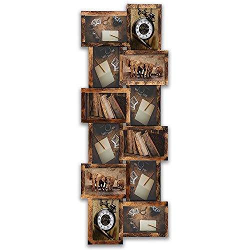 Product Cover JERRY & MAGGIE - Photo Frame 32x12 Golden PVC Picture Frame Selfie Gallery Collage Wall Hanging for 6x4 Photo - 12 Photo Sockets - Wall Mounting Design - Selfie (Golden, 32