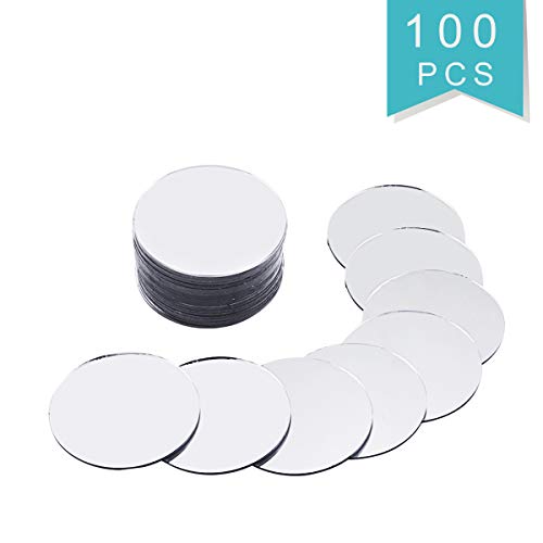 Product Cover Wlnner 100 Pcs 1'' Mini Round Glass Mirrors,Circle Mirrors forArts & Crafts Projects and Decoration,DIY Round Mirrors