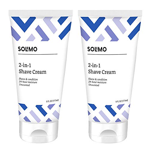 Product Cover Amazon Brand - Solimo 2-In-1 Shave Cream, Fragrance Free, 6 Fl. Oz. (Pack Of 2)