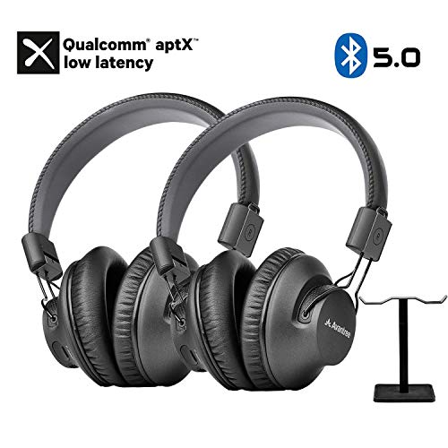 Product Cover Avantree 2 Pack Bluetooth 5.0 Over Ear Headphones with Metal Dual Headphone Stand for Watching TV, aptX Low Latency, Music Audio Sharing, Compatible with Avantree Transmitters, PC, Phones - AS9PA Set