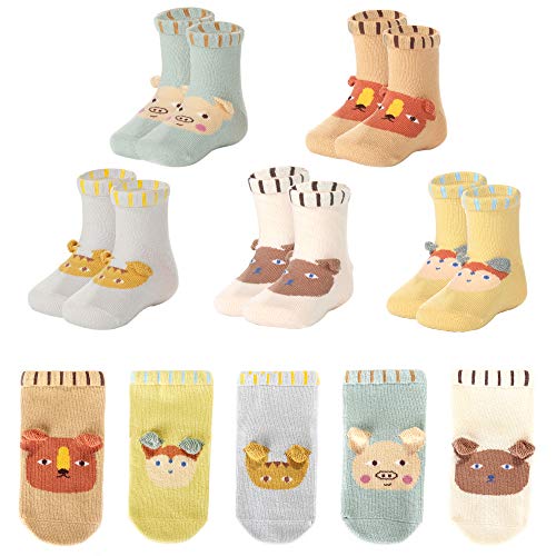 Product Cover Baby Sock Toddler Sock Infant Sock 5 Pairs Non Skid Anti Slip Cartoon Pattern Girl Boy Cotton Sock