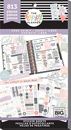Product Cover me & my BIG ideas Sticker Value Pack - The Happy Planner Scrapbooking Supplies - Free Spirit Theme - Multi-Color - Great for Projects, Scrapbooks & Albums - 30 Sheets, 813 Stickers Total