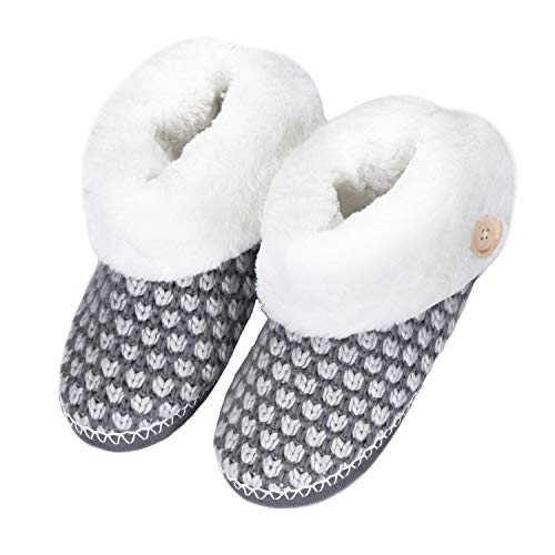 Product Cover WFL Womens Bootie Slippers, Soft Winter Ankle House Shoes, Knitting Upper and Anti-Slip Sole