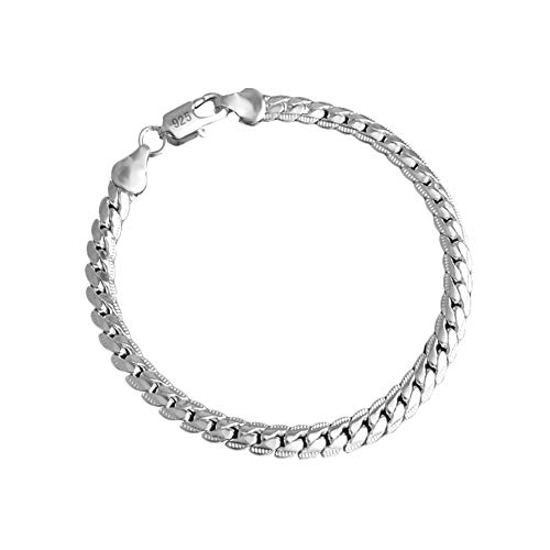 Product Cover 925 Silver Men's Women's Italian 5mm Cuban Curb Link Chain Bangle Bracelet
