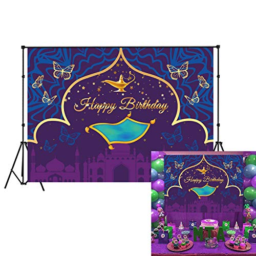 Product Cover LB 7x5ft Arabian Nights Backdrop Vinyl Magic Aladdin's Lamp Moroccan Backdrops for Photography Kids Children Birthday Party Decoration Banner Photo Booth Studio Props