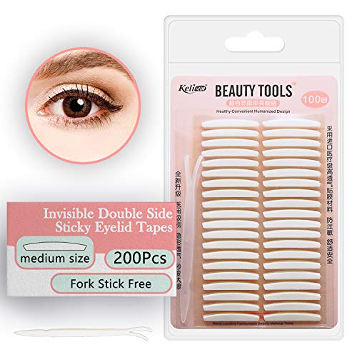 Product Cover Ultra Invisible Double Eyelid Tape Stickers - 200Pcs/100Pairs Both Side Sticky Instant Eye Lid Lift Strips - Perfect for Hooded Droopy Uneven or Mono-eyelids
