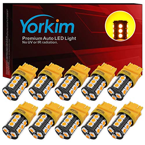 Product Cover Yorkim Super Bright 3157 LED Light Bulbs Amber, 3056 3156 3156A 3057 4057 3157 4157 T25 LED Bulbs for Brake Lights, Backup Reverse Lights， Reverse Tail Lights - Pack of 10