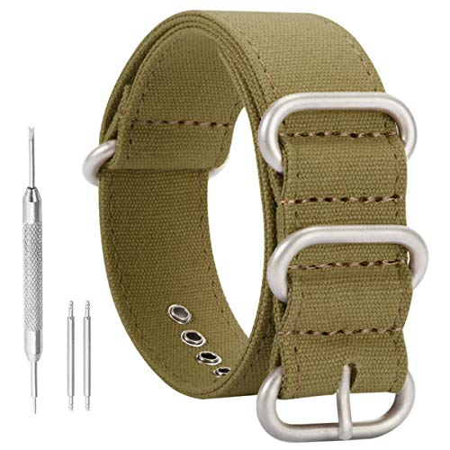 Product Cover NATO Watch Band High-end Superior Canvas Strap Sturdy Sport Replacement for Men in Black/Blue/Army Green/Khaki Width - 18mm, 20mm, 22mm, 24mm, 26mm
