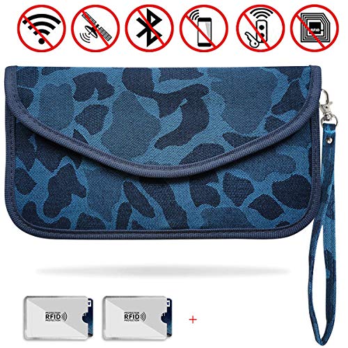Product Cover GKSELLING Faraday Bag,GPS RFID Signal Blocker Pouch Bag for Cell Phone Privacy Protection and Car Key FOB (Blue)