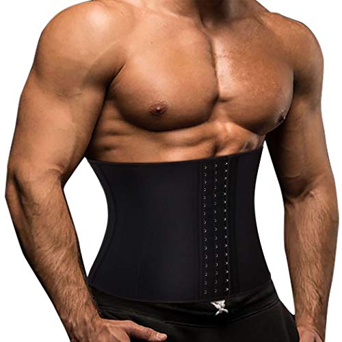 Product Cover TOAOLZ Men Waist Trainer Slimming Belt Weight Loss Fitness Neoprene Fat Burner Sweat Trimmer Back Support Band (Black, Large)