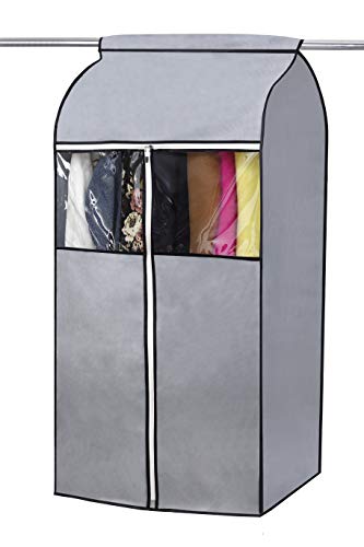 Product Cover SLEEPING LAMB Garment Bag Organizer Storage with Clear PVC Windows Garment Rack Cover Well-Sealed Hanging Closet Cover for Suits Coats Jackets, Grey （Not Including Frame）