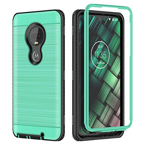 Product Cover Moto G7 Case, CinoCase Motorola G7 Phone Case Heavy Duty Rugged Armor Protective Case Hybrid TPU Bumper Shockproof Case with Brushed Metal Texture Hard PC Back for Moto G7 Mint Green