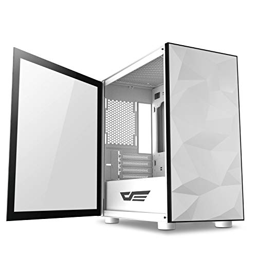 Product Cover darkFlash Micro ATX Mini ITX Tower MicroATX Computer Case with Magnetic Design Wide Open Door Opening Swing Type Tempered Glass Side Panel (DLM21 White)