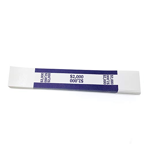 Product Cover Pack of 100 - $2000 Currency Band Self Sealing Currency Straps Bands Money Bill Band Strap, 7.5 x 1.15 Inches (Purple)