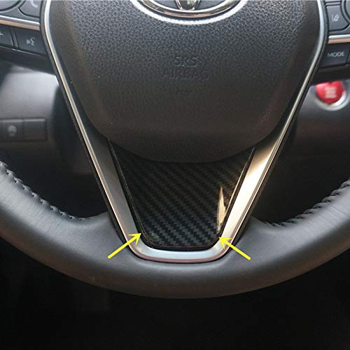 Product Cover Sport Style Carbon Fiber Print Steering Wheel Trim for Toyota Camry 2018 2019 Avalon 2019(Carbon Fiber Style)