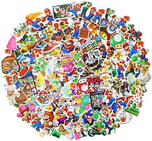 Product Cover Cartoon Stickers[100pcs], Mario Stickers, Vinyl Sticker for Laptop Water Bottle Guitar Bike Car Motorcycle Bumper Luggage Skateboard Graffiti, Cute Decals, Best Gift for Kids,Children,Teen