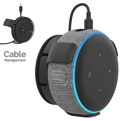 Product Cover AHASTYLE Wall Mount Hanger Holder for Echo Dot 3rd Generation Smart Home Speakers, Built-in Cable Management and Need to Drill(Black)