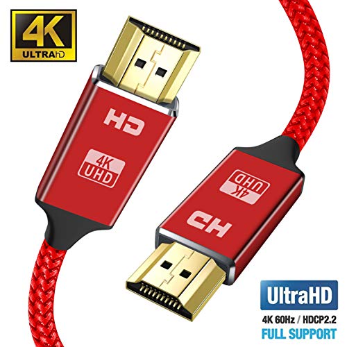 Product Cover 4K HDMI Cable,Capshi [6.6Ft,2Pack] High Speed 18Gbps HDMI 2.0 Cable, 4K@60Hz 30AWG Braided HDMI Cord, Gold Plated Connectors, Ethernet/Audio Return, 4K UHD 2160p, HD 1080p, 3D, Compatible TV PS3/4 2