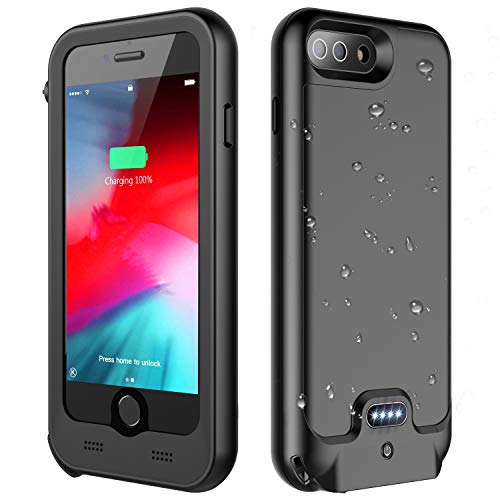 Product Cover iPhone 7 Plus / 8 Plus Battery Case, ATOP 4800mAh Full-Body Rugged Charger Case with Built-in Screen Protector Compatible QI Wireless Charging IPX5 Waterproof Heavy Duty Shockproof Charging Case