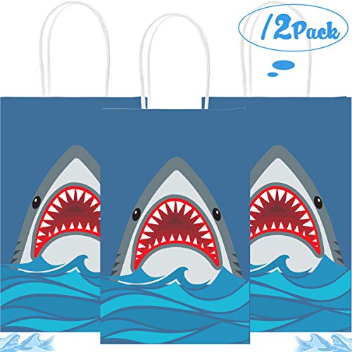 Product Cover Funnlot Shark Party Bags Shark Party Supplies 12PCS Shark Goodie Bags Shark Gift Bags Shark Party Favor Bags for Shark Party Kids Birthday Party Decorations