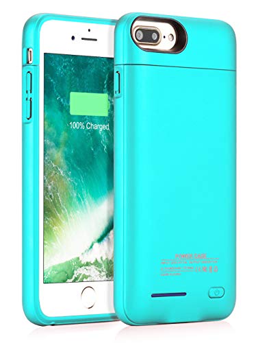 Product Cover Battery Case for iPhone 8 Plus/7 Plus, JUBOTY 4200mAh Magnetic Slim Charger Case Extend 153% Battery Life Rechargeable Portable Backup Charging Case Compatible with iPhone 8 Plus/7 Plus(Blue)