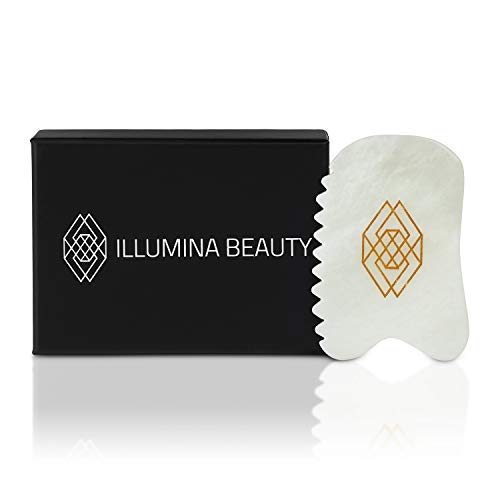 Product Cover Gua Sha Facial Tool, Unique 4-Edge Face Massager, Alternative to Face Roller Tools or Jade Roller for Face, Gentle Gua Sha Scraping Tool, Guasha Massage Tool, Jade Face Scraper, by Illumina Beauty