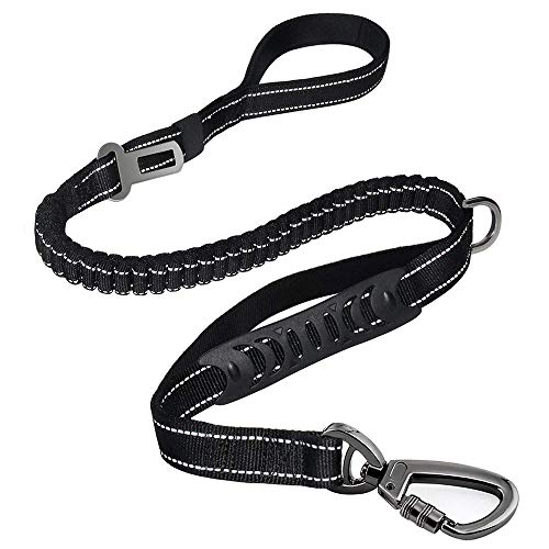 Product Cover HabbiPet 6FT Bungee Dog Leash with Highly Reflective Threads and Bungee Buffer Leash for Medium and Large Dogs, Durable 2 Soft Padded Handles, Dog Car Seat Belt, Perfect for Training Walking Running