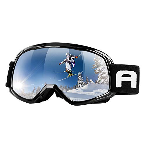 Product Cover AKASO Ski Goggles, Snow Goggles for Youth, Kids & Teenagers, Snowboard Goggles with Anti-Slip Strap, Anti-Fog, Dual Layers Spherical Lens, UV 100% Protection