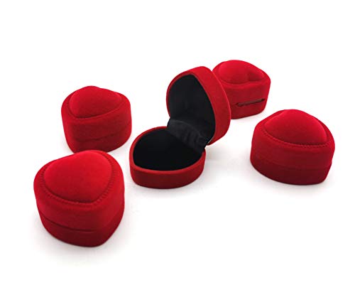 Product Cover 5 Pcs Heart Shape Red Velvet Ring Earrings Box Jewelry Storage Box Gift Box Jewelry Counter Display Props