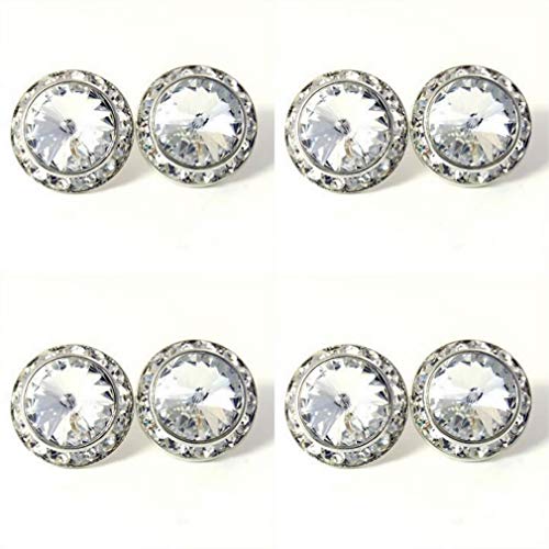 Product Cover 4 Pairs 15mm Rhinestone Round Shaped Acrylic Stone Inside Crystal Ear Studs for Dance Competitions Stage Performance Bridal Party Earrings Jewelry