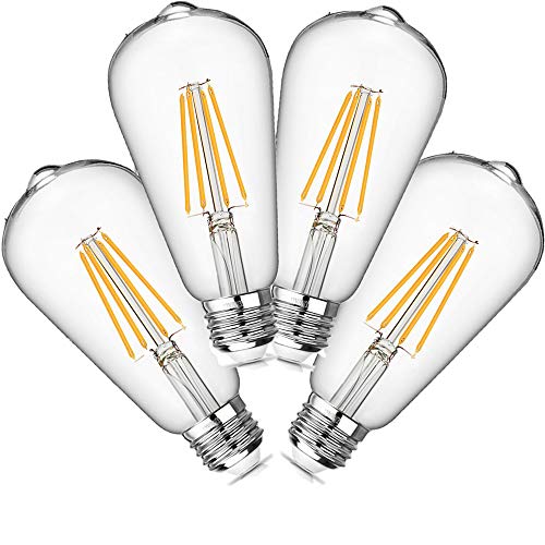 Product Cover 60W LED Clear Light Bulb,Dimmable Vintage Edison Bulbs, 5W, E26 Medium Base,Soft White 3000K, ST64, Antique Vintage Style Light, Squirrel Cage Filament