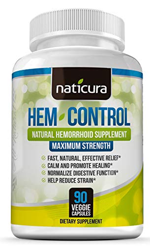 Product Cover Hem-Control Natural Hemorrhoid Treatment Supplement - Fast & Lasting Pain Relief Pills - Vegan Capsules for Hemroid & Colon Health with Blond Psyllium Husk (90)