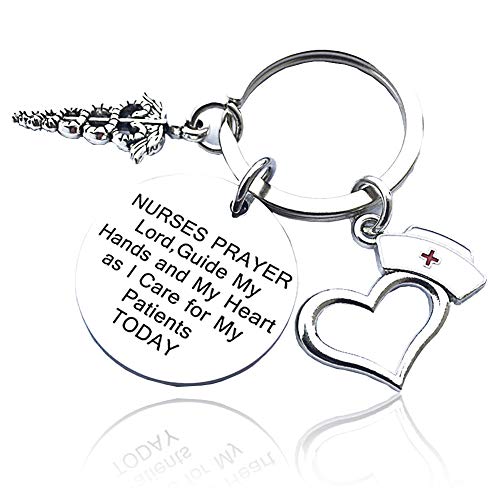 Product Cover Nurse Gifts for Women Nursing Graduation Gifts Nurse Keychain Prayer Inspirational Key Ring Valentines Birthday Christmas Gift for Nurses Practitioner Nurse Jewelry RN Charm Gift Medical Student Gift