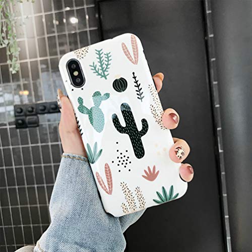 Product Cover Duolaa iPhone Xs Case, iPhone X Cactus Case Slim Thin Protective Case Cover for Women Girls Soft Silicone Rubber Gel Flexible TPU Bumper Case Cover for Apple iPhone Xs (2018)/iPhone X (2017)