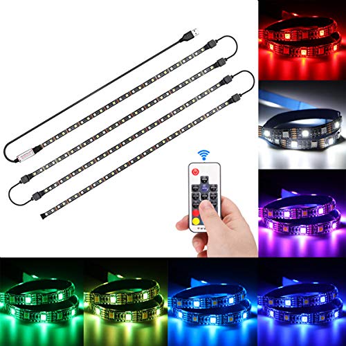 Product Cover AOZBZ TV Backlight Kit 4 Pre-Cut USB LED Strip Lights 5050 RGB Led Light Strips with Remote, Waterproof Color Changing Tape Lights for TV PC Background Lighting (4sets/200cms)