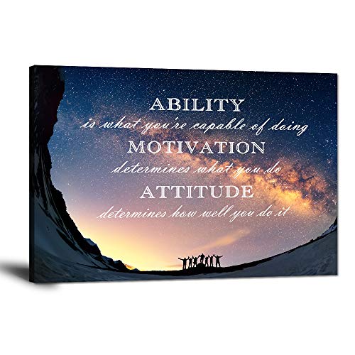 Product Cover Inspirational Wall Art Ability is What You're Capable of Doing Quotes Wall Decor Motivation Attitude Saying Posters Print Artwork for Living Room Office Home Classroom Framed Ready to Hang (12