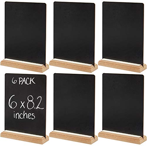 Product Cover Juvale Mini Tabletop Chalkboard Signs with Wood Base (6 Pack), 6 x 8 Inches