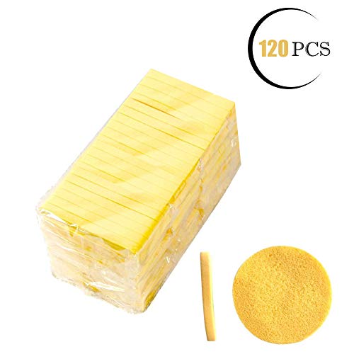 Product Cover Facial Sponge Compressed,120 Count PVA Professional Makeup Removal Wash Round Face Sponge Pads Exfoliating Cleansing for Women (120 Pcs, Yellow)