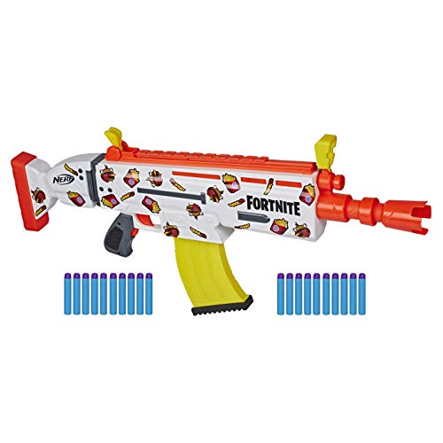 Product Cover NERF Fortnite AR-Durrr Burger Motorized Blaster -- Customizing Stickers, 20 Darts, 10-Dart Clip -- for Youth, Teens, Adults (Amazon Exclusive)