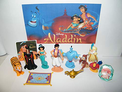 Product Cover Aladdin Movie Figure 10 Set with bonus Aladdin Sticker and PrincessRing Includes The Genie, the Wish Lamp, Jafar, Aladdin, Jasmine, Jafar and the Magic Carpet!